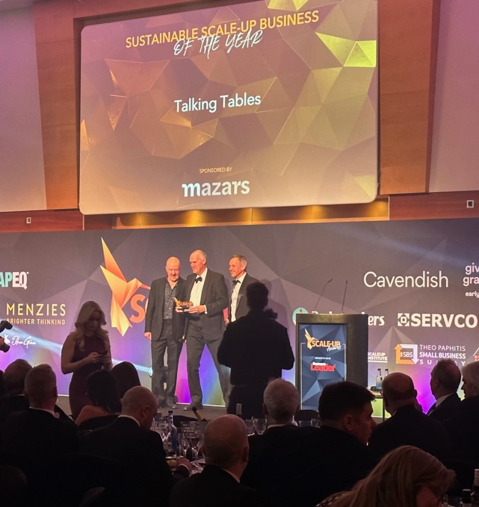 Talking Tables are very proud to have won our first major sustainability award