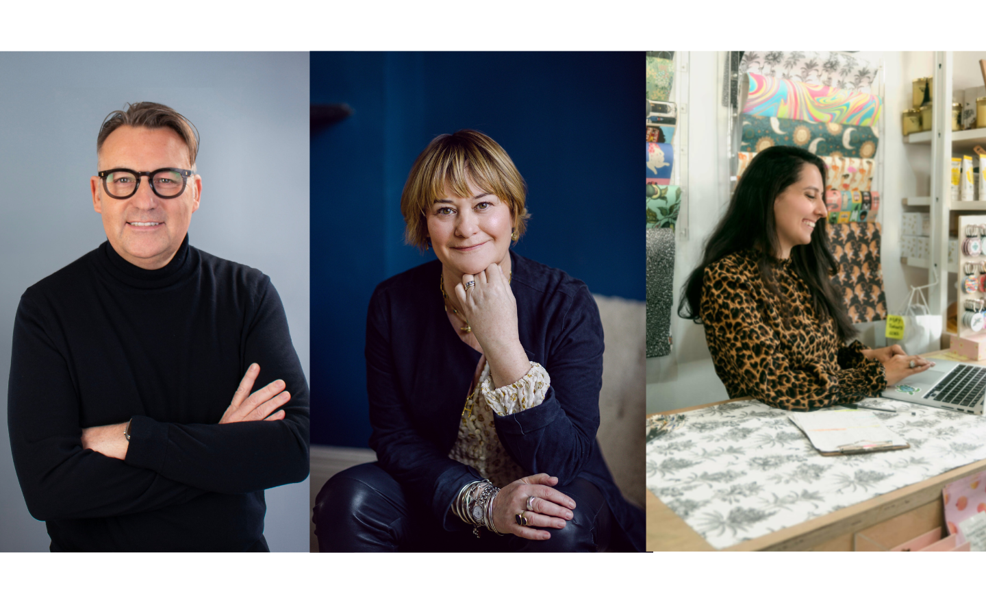 Bruce Langlands, CEO of Trotters, Harriet Hastings, CEO and Creative Director from The Biscuiteers, Priya Aurora-Crowe, owner of Lark London